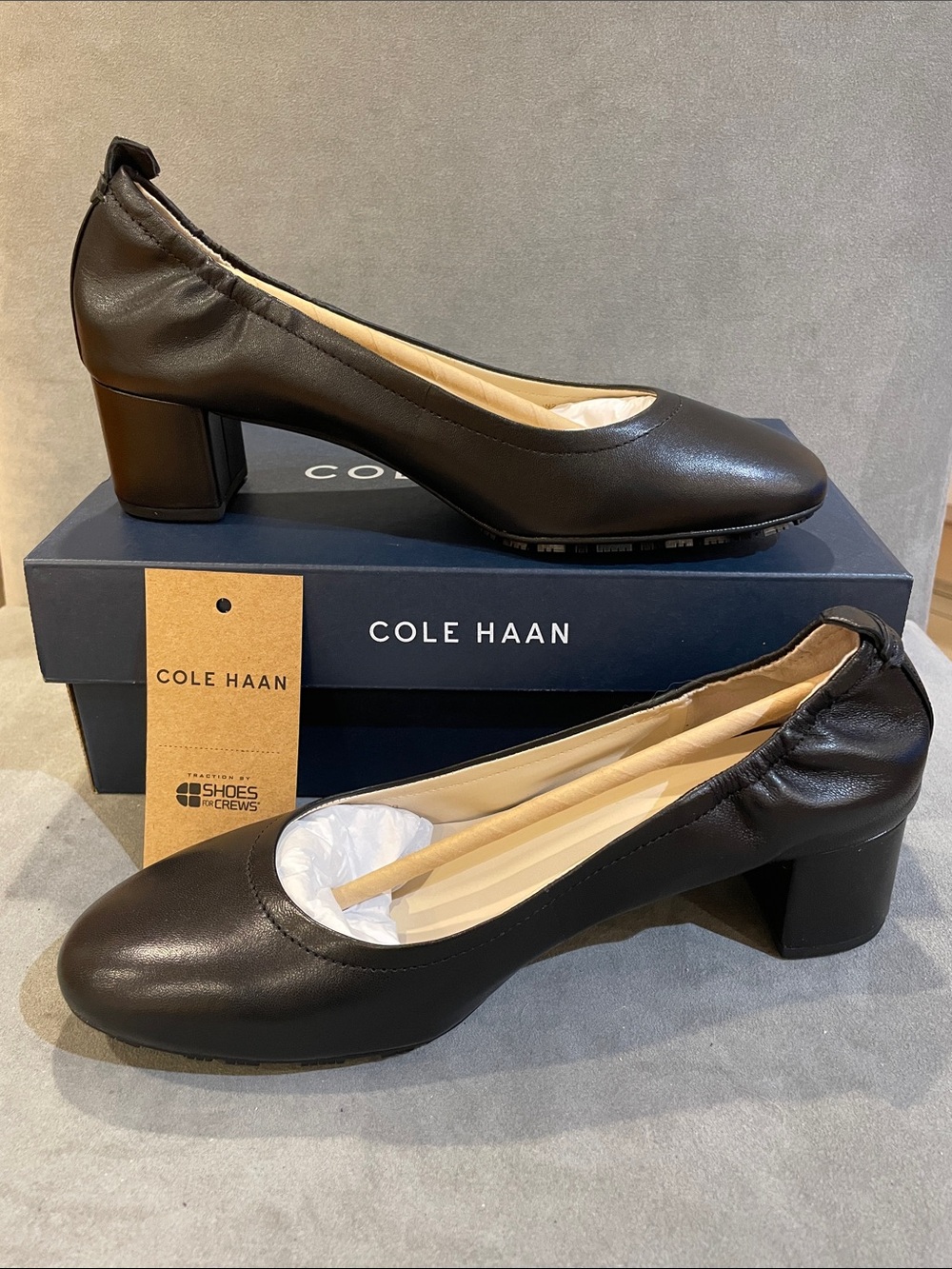 NEW Cole Haan Addalie Pump Size 8.5 Black Low Block Heel Shoes Narrow